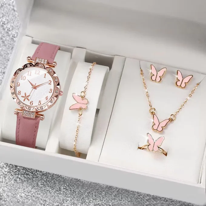 Elegante Conjunto De Relógio De Quartzo Falso